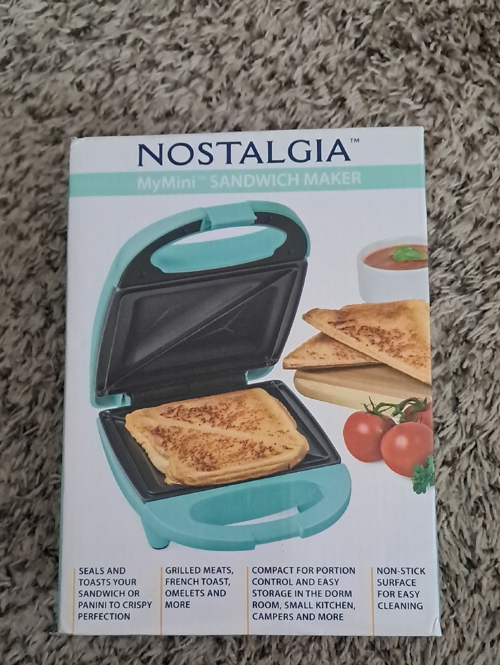 Nostalgia Mini Sandwich Maker - Aqua Blue